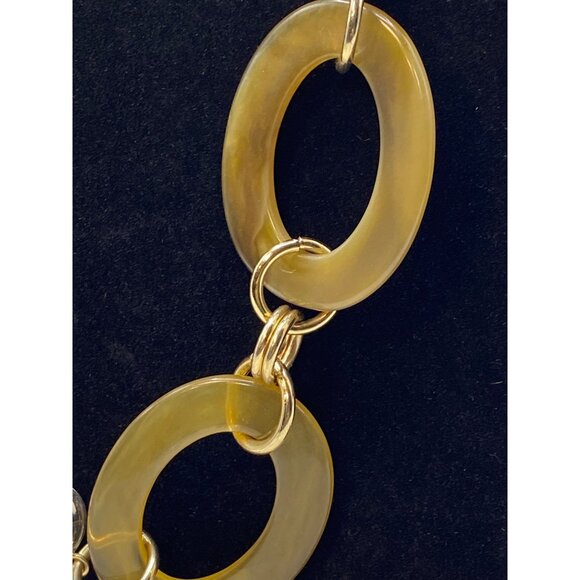 Chunky Gold-Tone Long Necklace With Acrylic Links Beaded Accents & Lobster Clasp - Picture 2 of 8